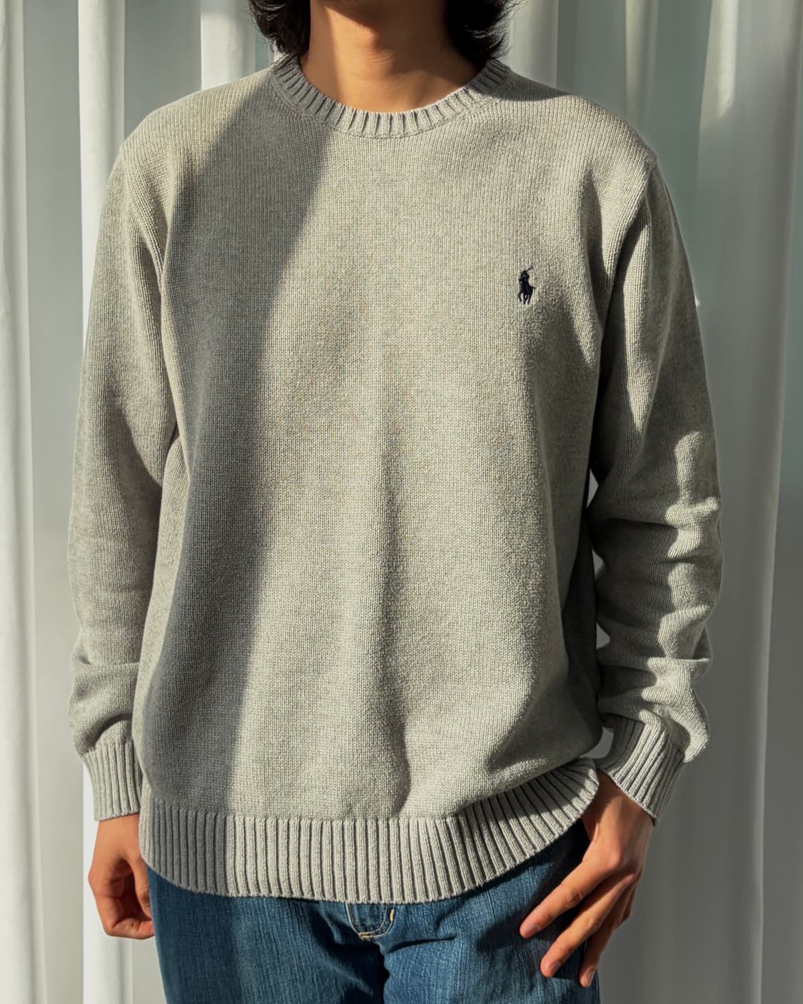 [XL]폴로 랄프로렌 그레이 크루넥 코튼 니트 상품이미지1