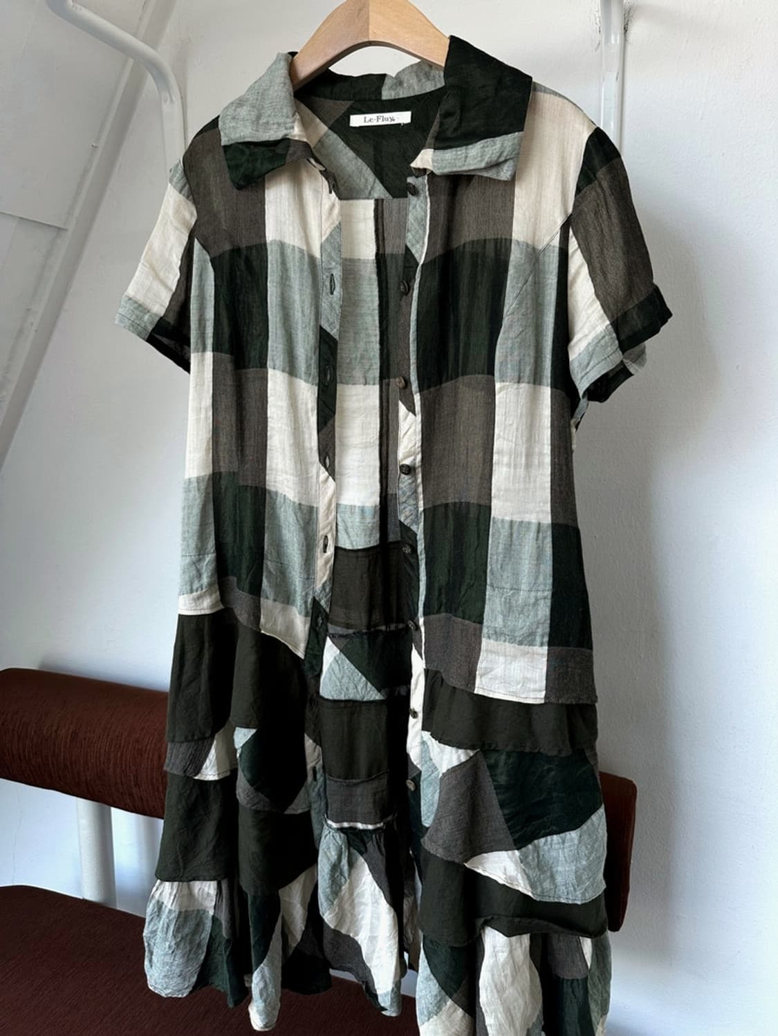 Cotton linen shirred panel design onepie 상품이미지2