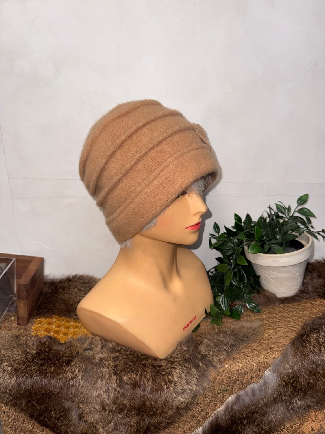 Metro City beige wool ribbon wrinkled 비니 상품이미지4