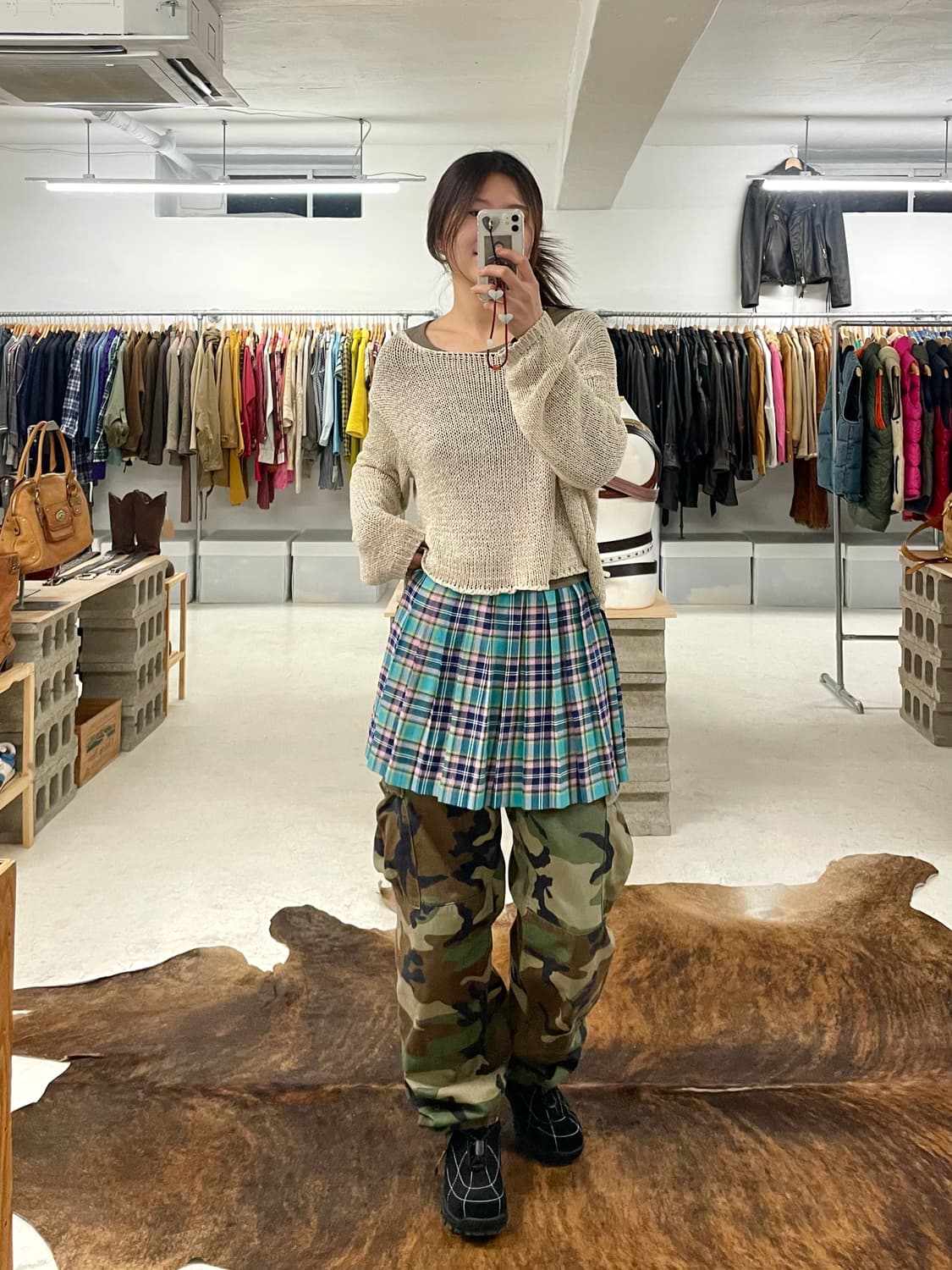 VTG kitch check skirt 일본 빈티지 키치 체크 스커트 상품이미지6