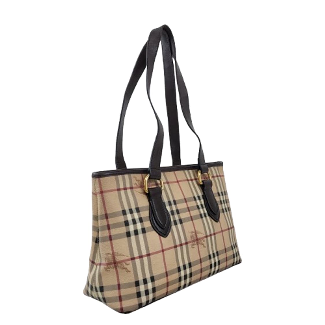 정품 버버리 헤이마켓 체크 브라운 레더 숄더백 상품이미지2