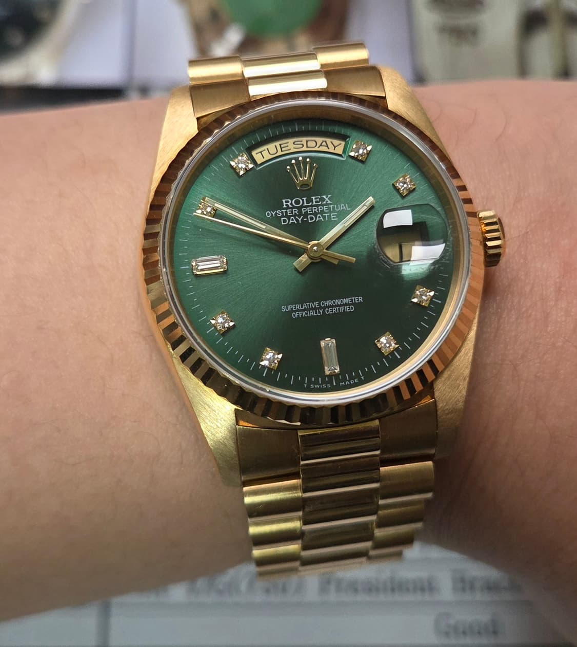 롤렉스 데이데이트 18238 헐크 18K올금통 바게트&다이아 (감정서 포 상품이미지8