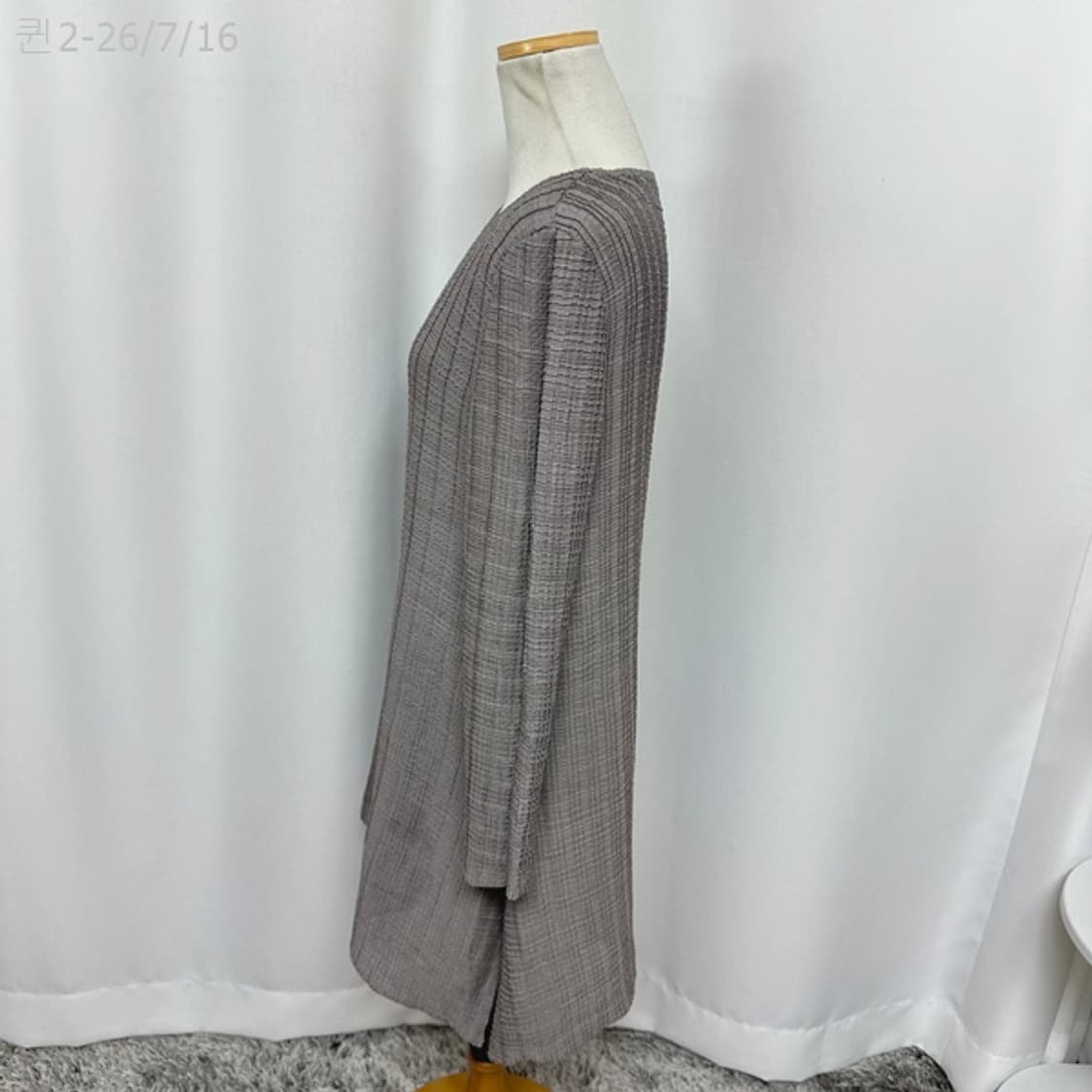 플리츠미 여자 스판짱 주름 롱티셔츠 원피스 FREE 
 상품이미지7