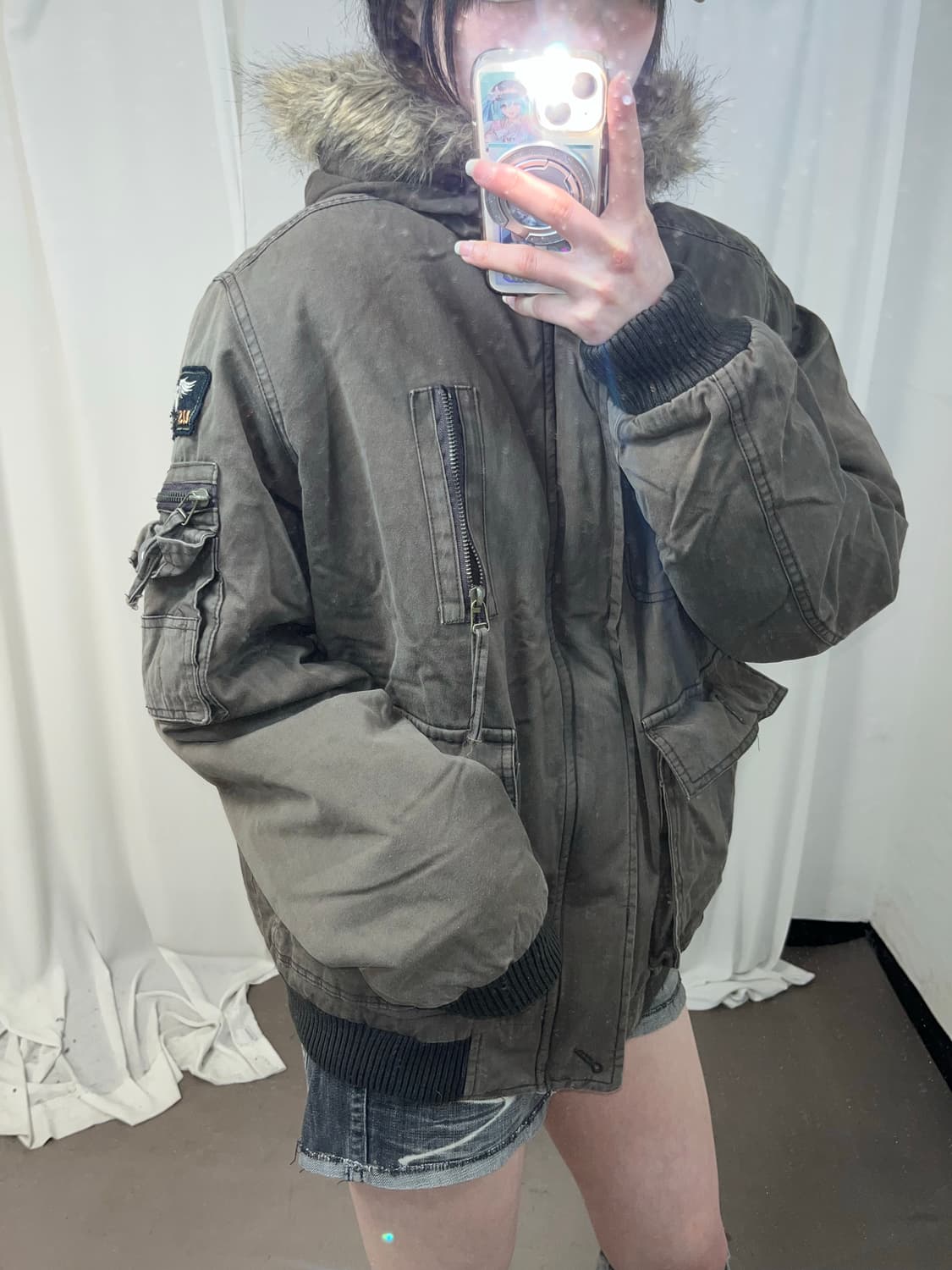 00‘s 브라운 ma-1 울프죠 야상 봄버 자켓 상품이미지5