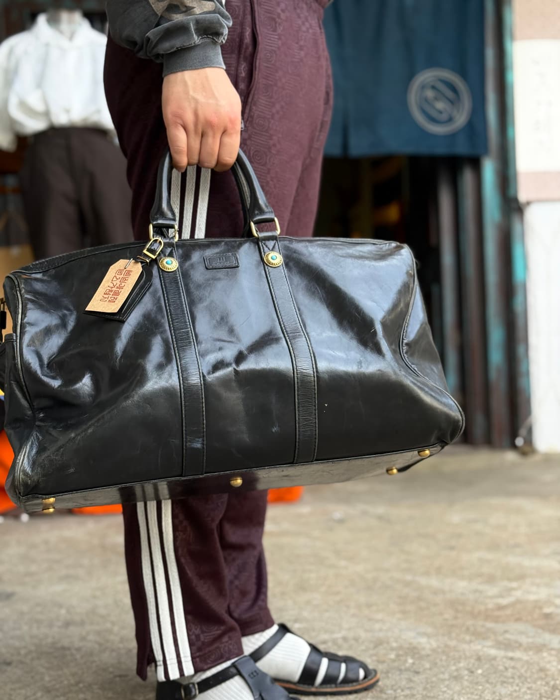 80-90‘s 던힐 스포츠 콘초 레더 보스턴백 상품이미지7