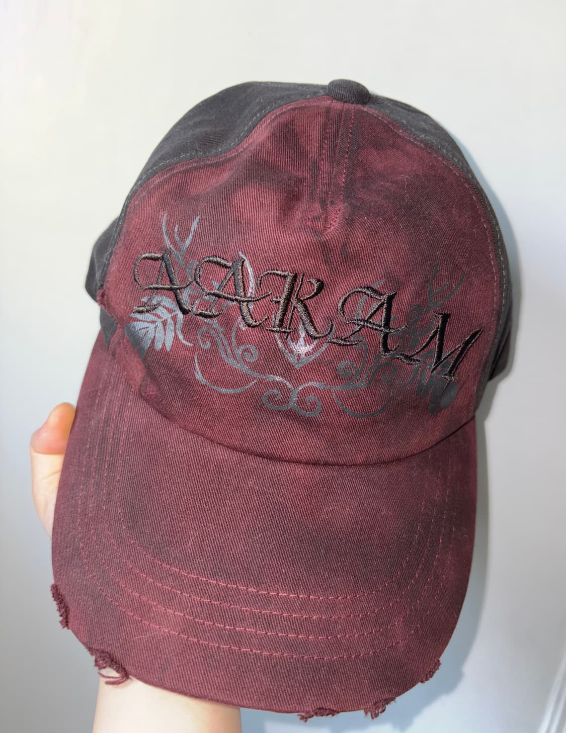 AAkAM Washed Damage Ball Cap (wine)아캄 볼캡 상품이미지1