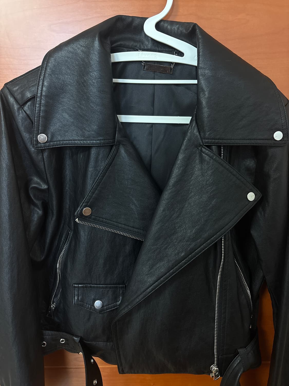 몽돌 데님 믹스 페이크 레더 자켓 상품이미지4