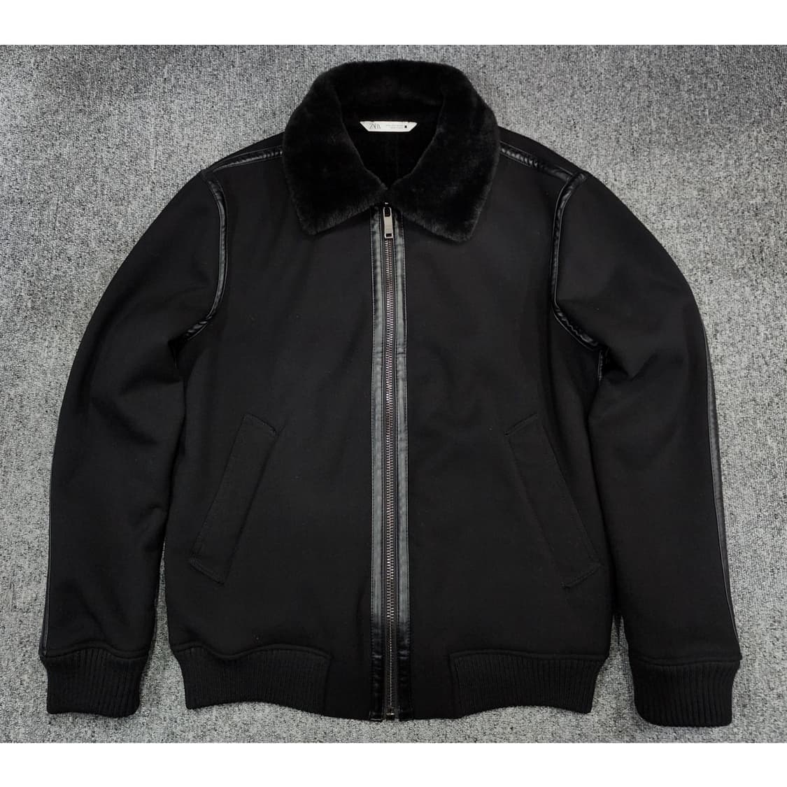 자라 블랙 퍼 카라 집업 자켓 L 상품이미지1