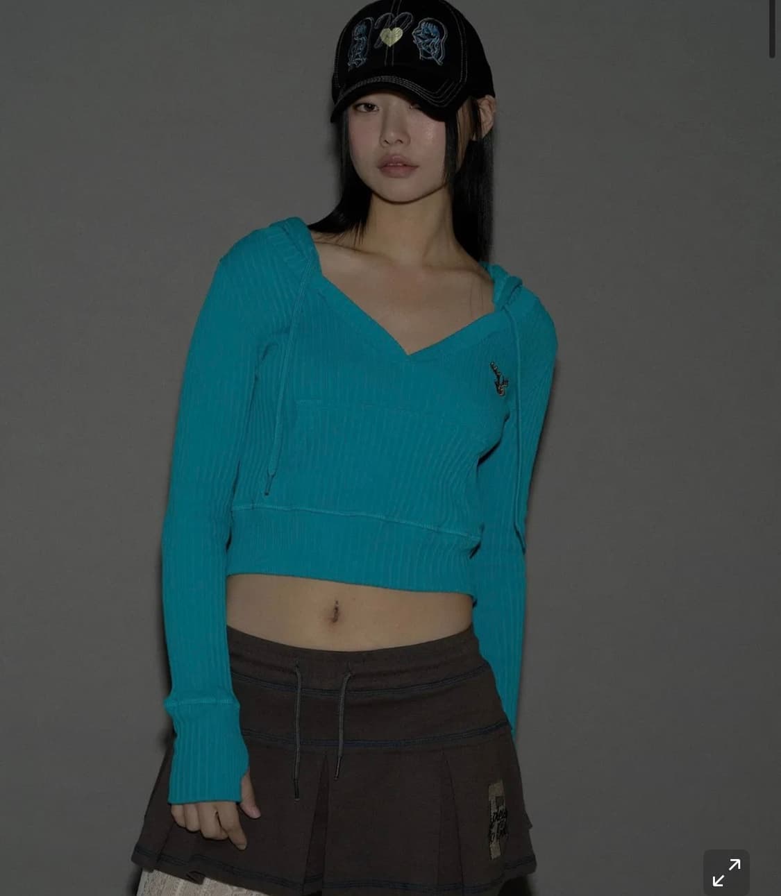 플리즈노팔로우 deer ribbed crop hoodie top  상품이미지1