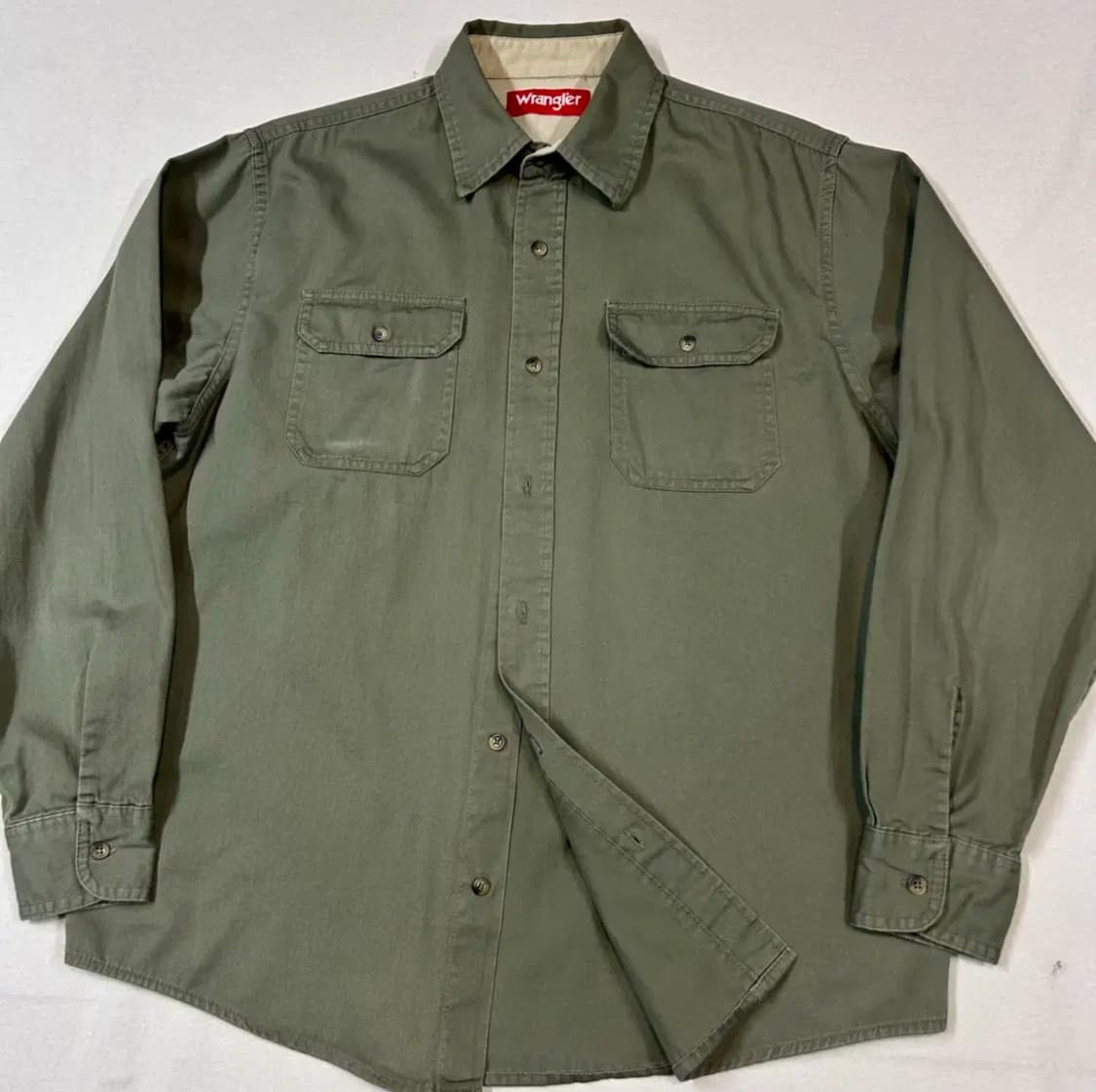 M) Wrangler 랭글러 투포켓 워크웨어 코튼 셔츠 올리브 상품이미지2