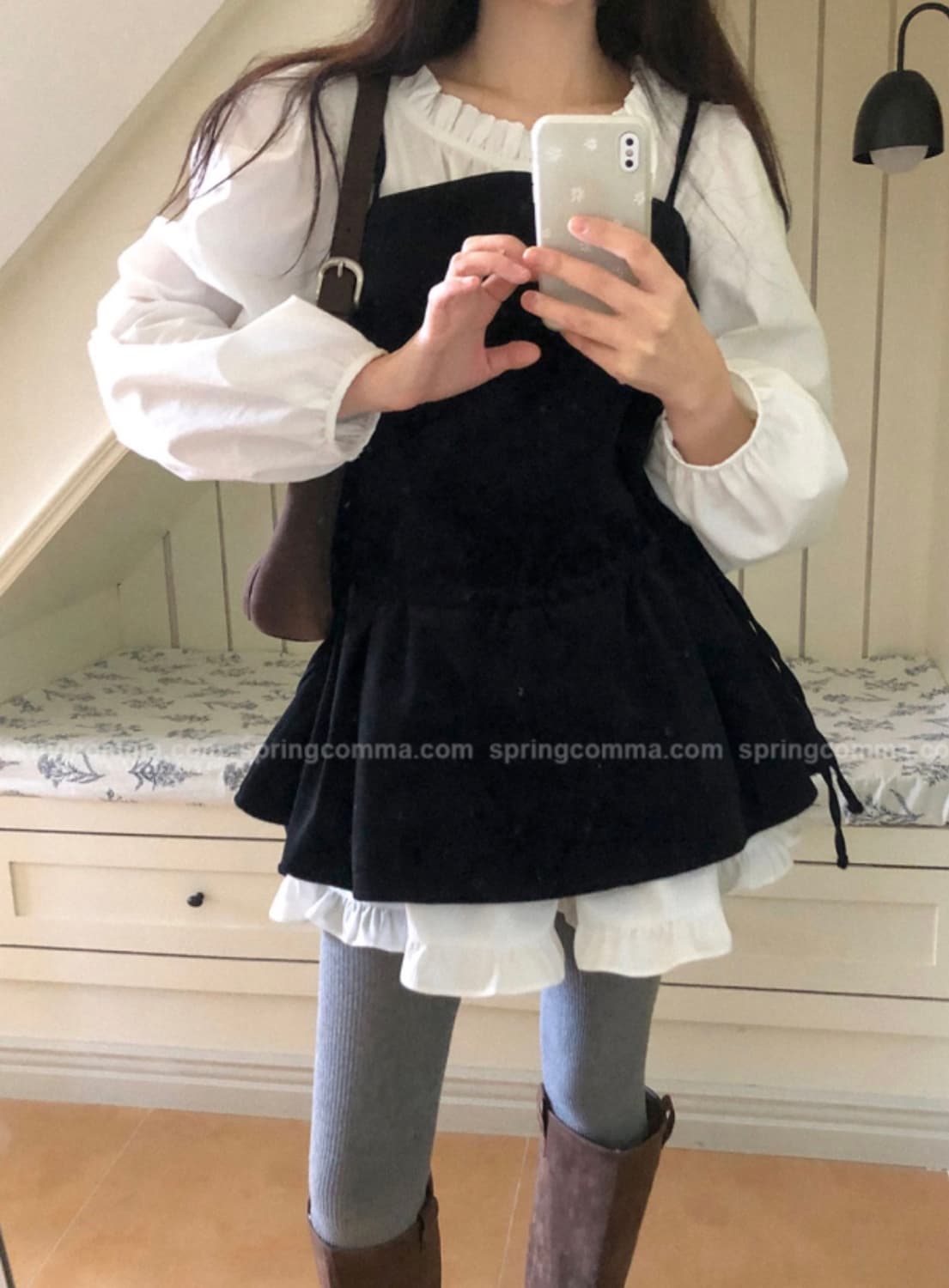 스프링콤마 레이어드 원피스 세트 상품이미지2