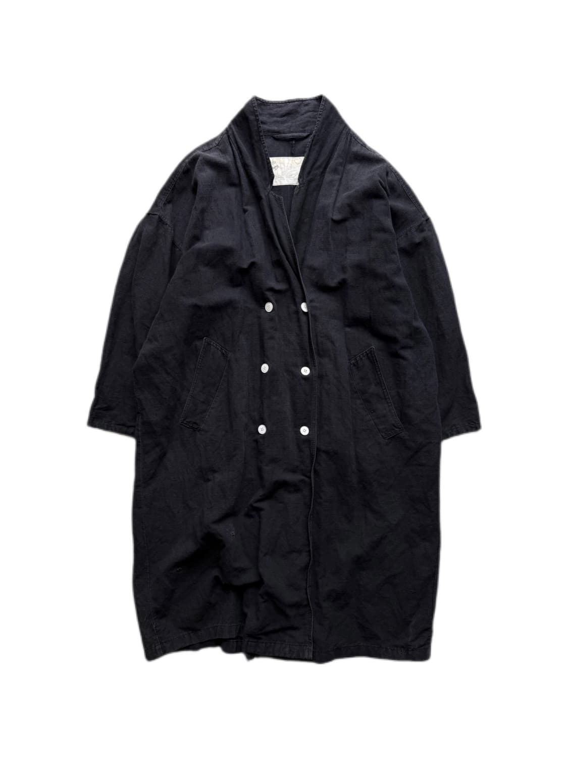 80s 올드 블랙 프렌치 린넨코트 2XL 상품이미지1
