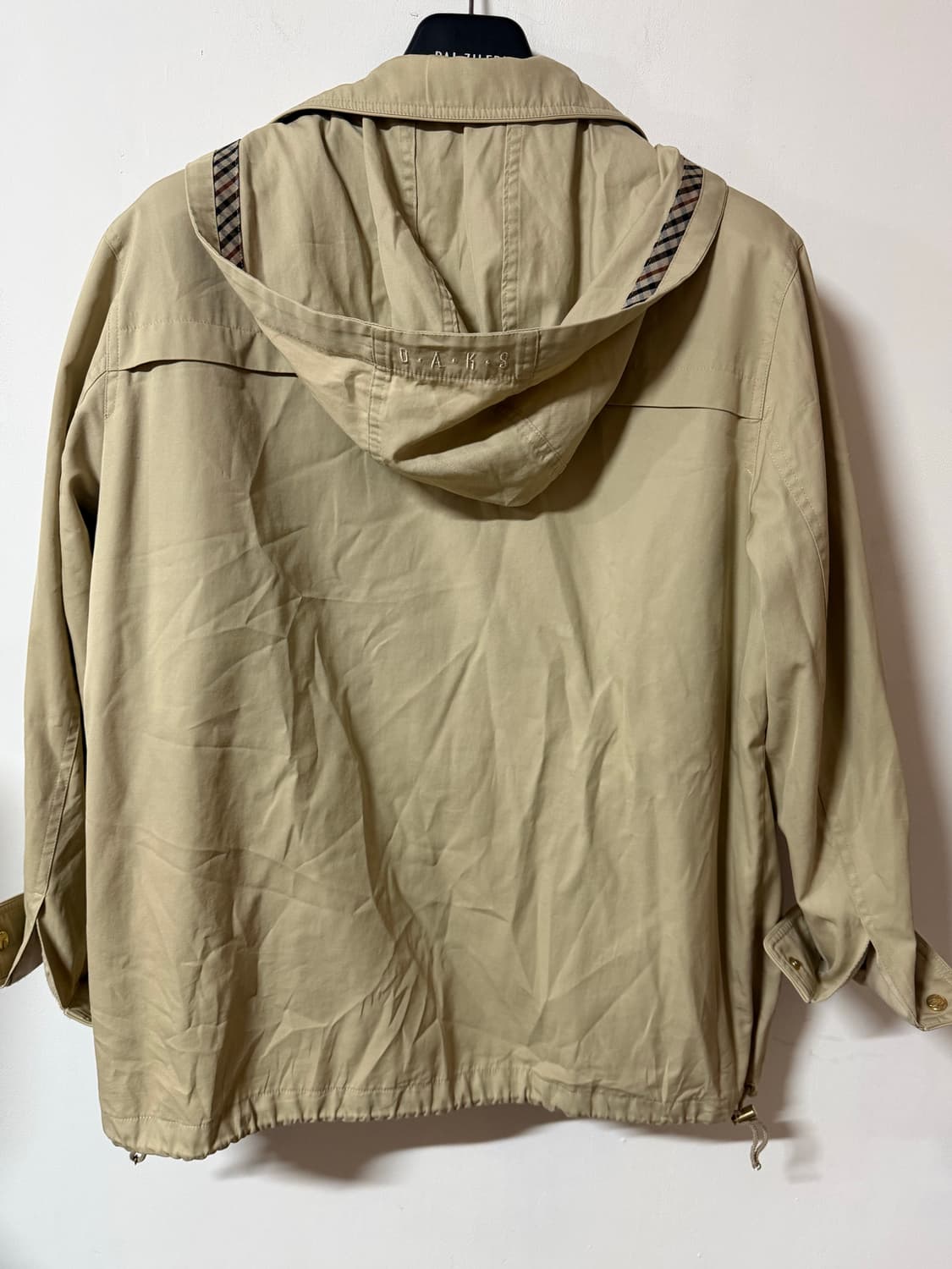 상태굿) 닥스 봄 후드 트렌치 하프코트 베이지 체크안감 상품이미지6