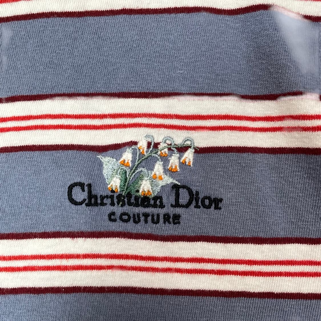 디올 Dior 스트라이프 자수 로고 반팔 티셔츠 XL 상품이미지3