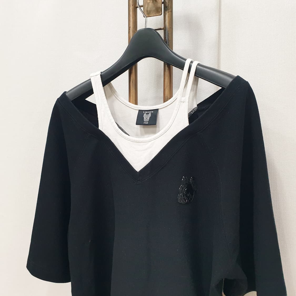 라이프워크 여성 와플 레이어드 숏 반팔 티셔츠 F 상품이미지2