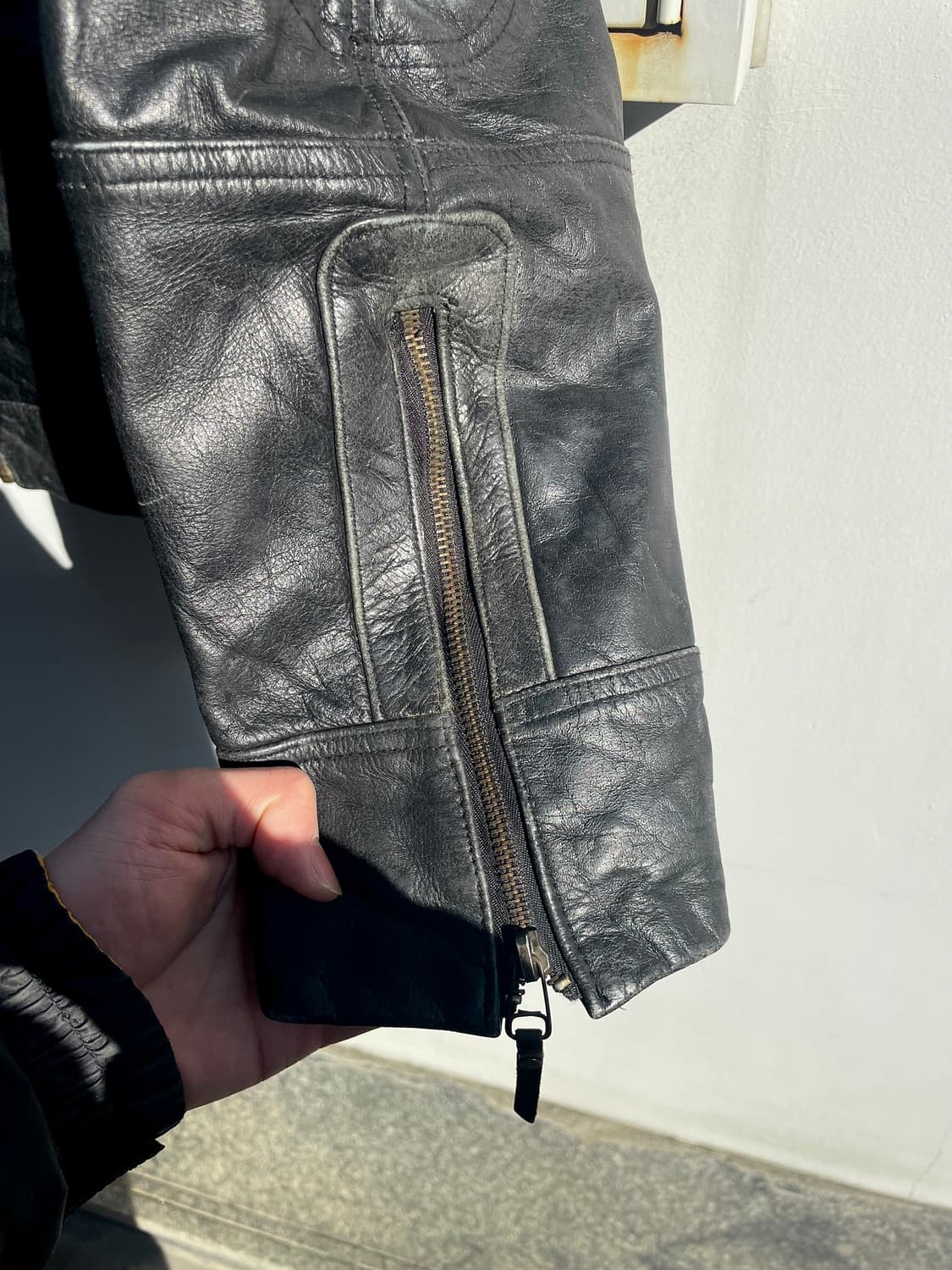 Vintage black biker leather jacket  상품이미지6