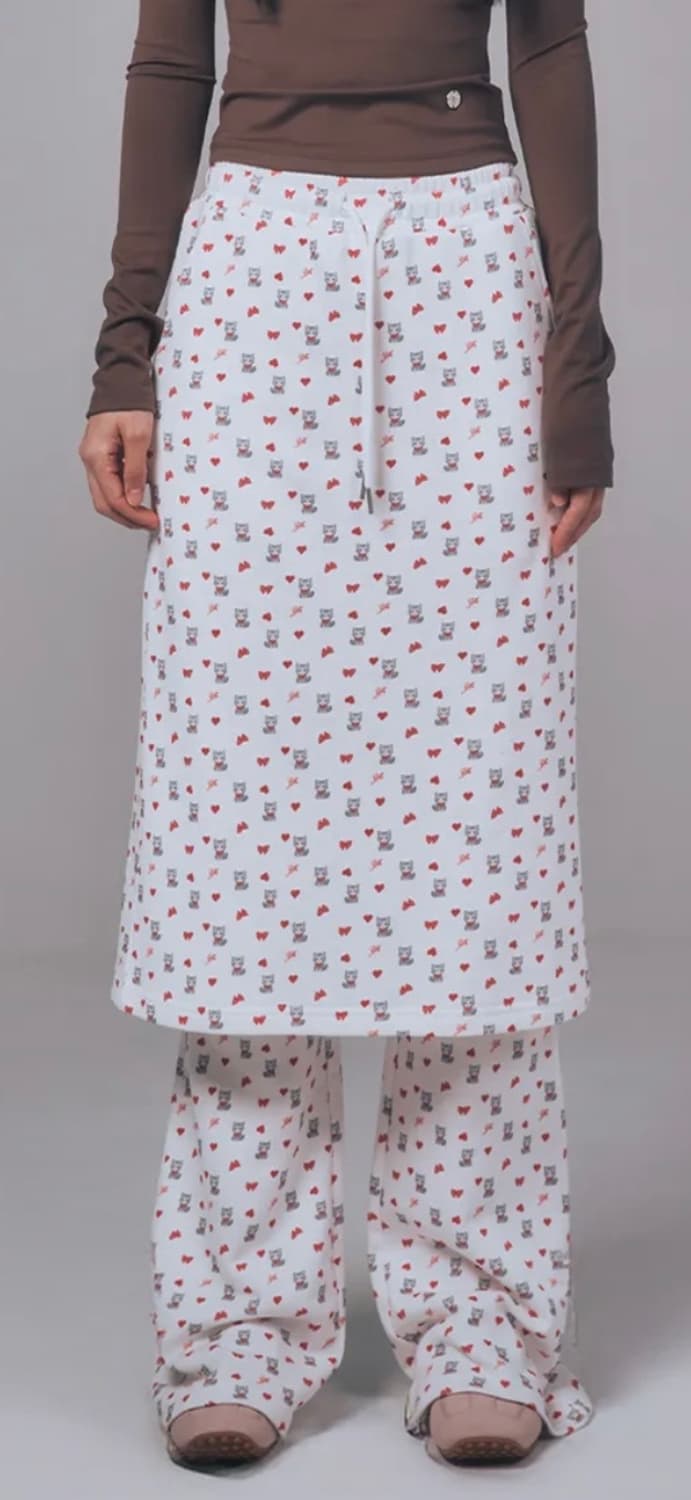 유희 패턴 레이어드 스커트 팬츠 상품이미지2