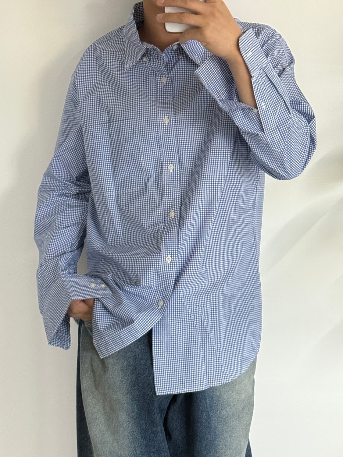 새상품급 유니클로 셔츠 블루체크 상품이미지2