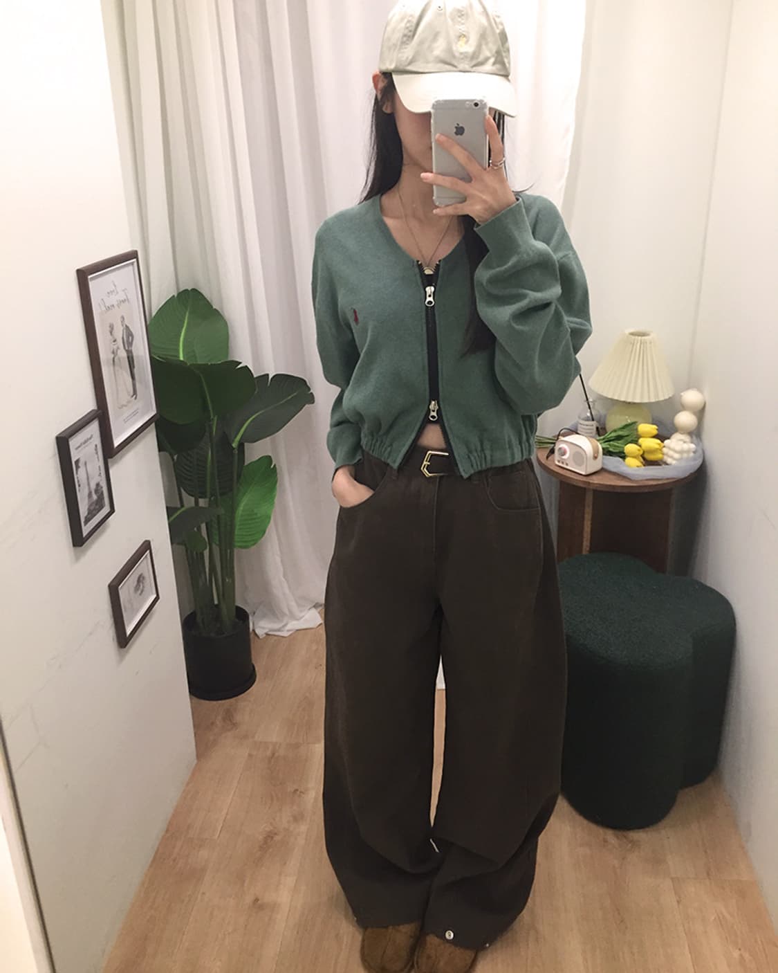 여성 폴로 투웨이 브이넥 크롭가디건 100 상품이미지2