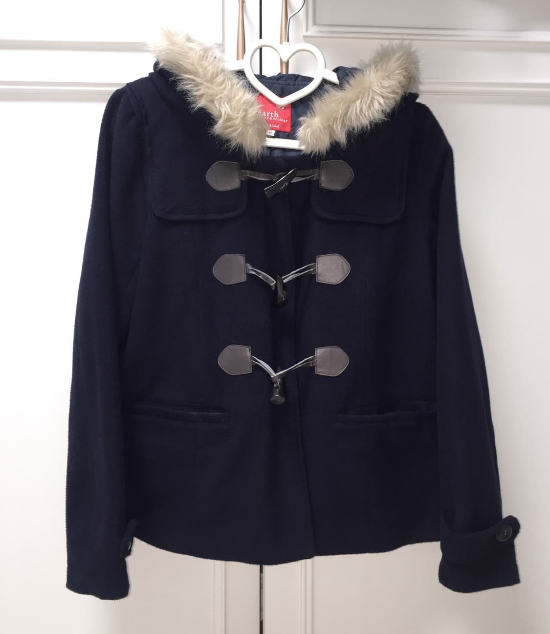 일본 빈티지 모리걸 어스뮤직 네이비 더플코트 상품이미지1