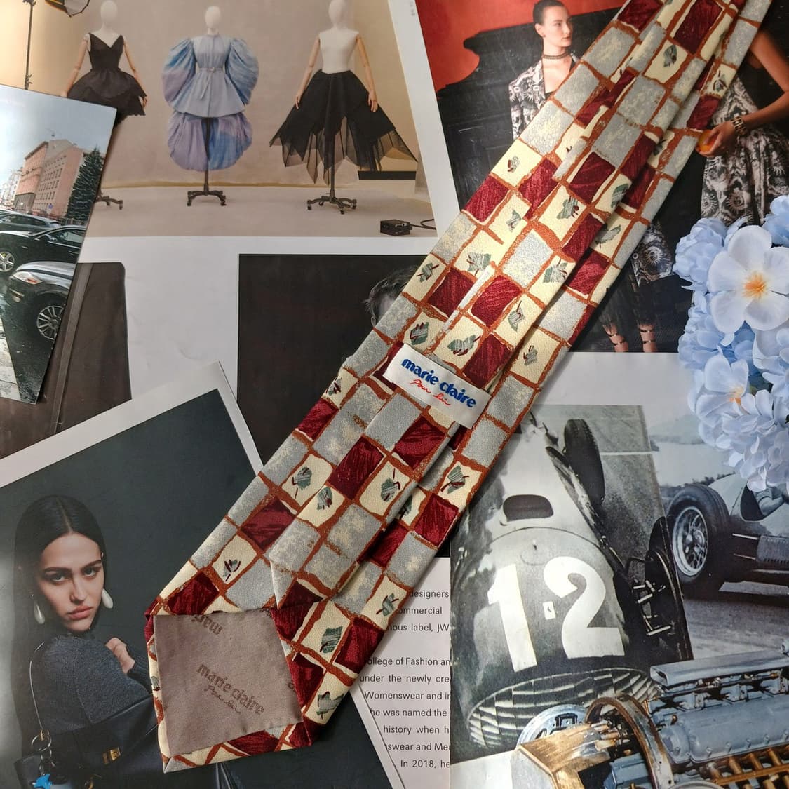 마리끌레르 실크 체크 패턴 넥타이 9.7cm A+~A등급 A19759 상품이미지5