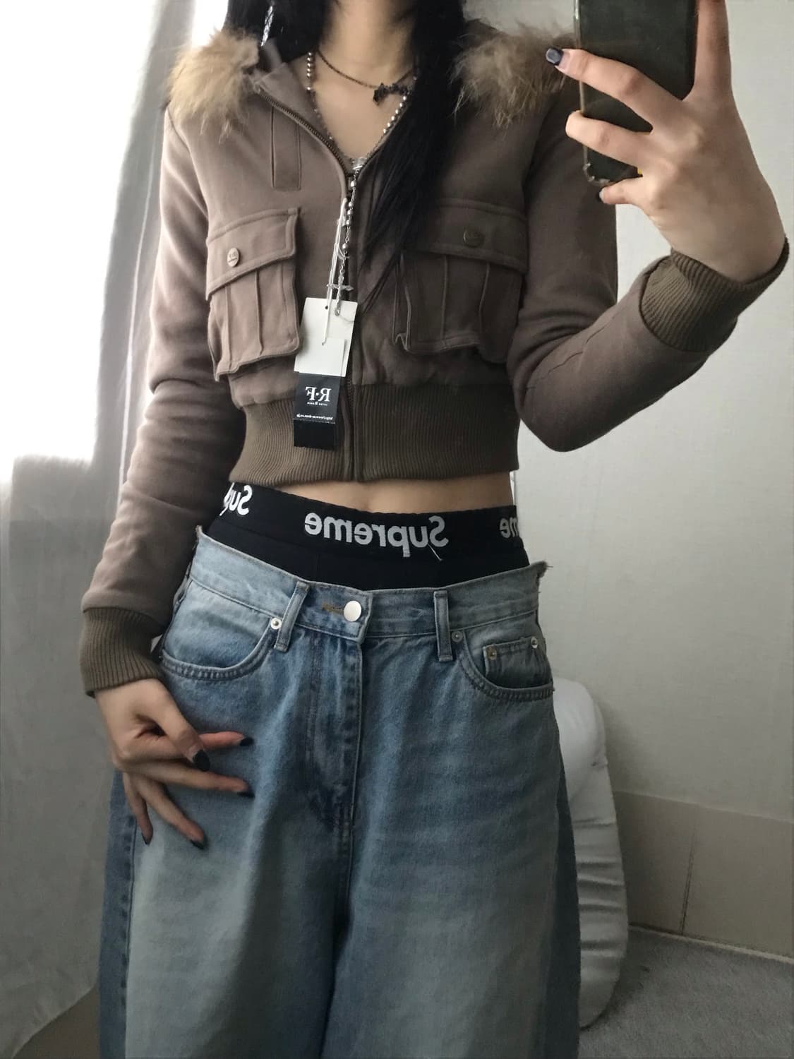 빈티지 브라운 울프죠 후드집업 상품이미지1