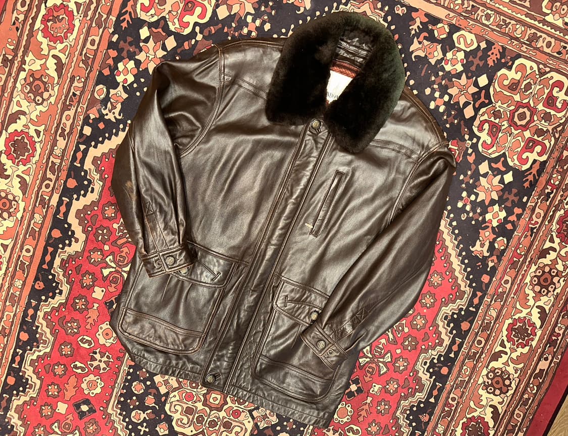 ( L ) 런던포그 가죽자켓 레더자켓 가죽카코트 가죽롱코트 가죽자켓 상품이미지1