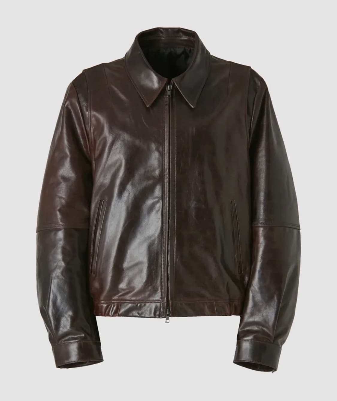 쿠어 램스킨 풀업 왁시드 아웃로 점퍼 (카버넷) 상품이미지1