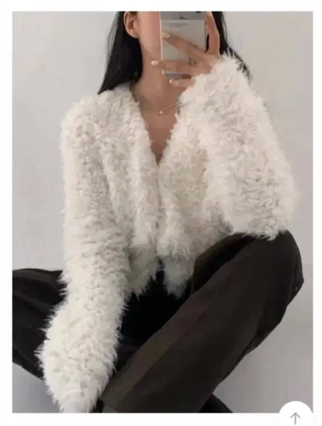 브이넥 퍼 가디건 상품이미지3