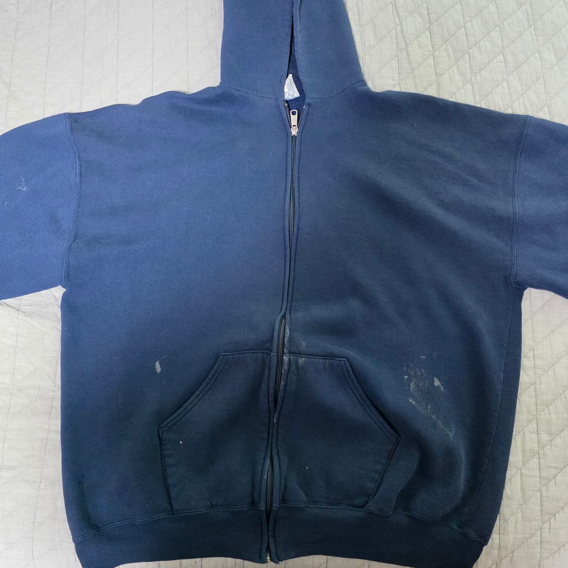 [XXL] 90s USA 빈티지 러셀 애슬레틱 후드집업 네이비 트래쉬드 상품이미지3