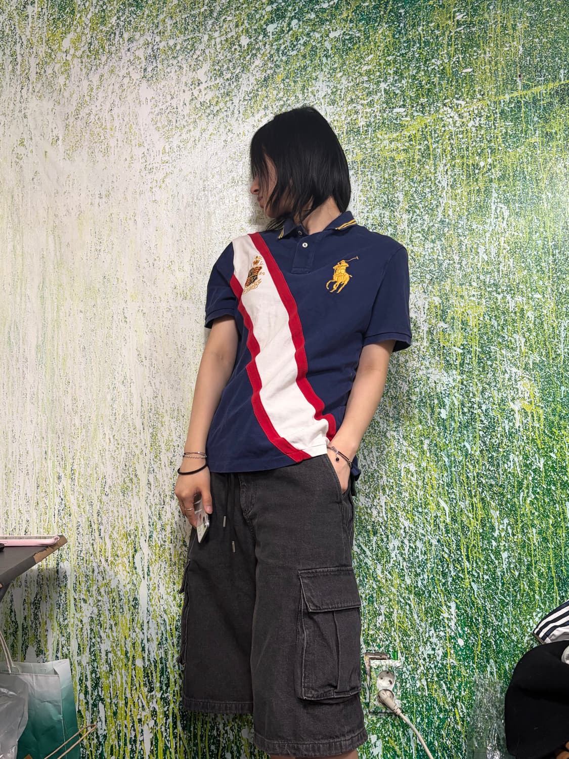 폴로 빅포니 치프키프 자수 배색 네이비 반팔 카라 티셔츠 S   상품이미지3