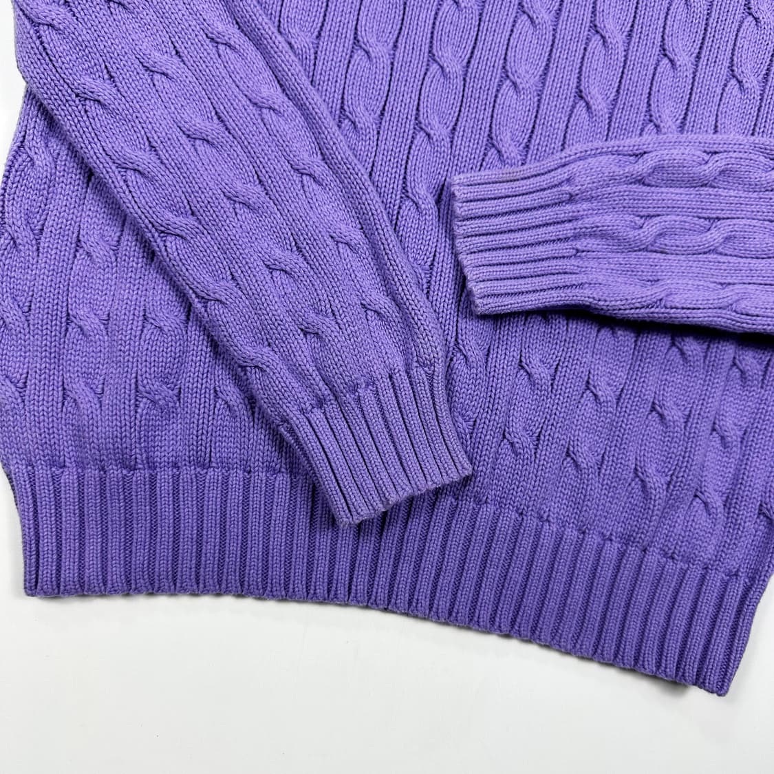 폴로 랄프로렌 여성 브이넥 케이블 니트 퍼플 여성M 상품이미지4