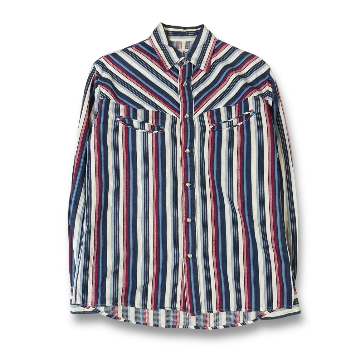 리버티벨 블루 레드 스트라이프 투포켓 긴팔 셔츠 M 상품이미지1
