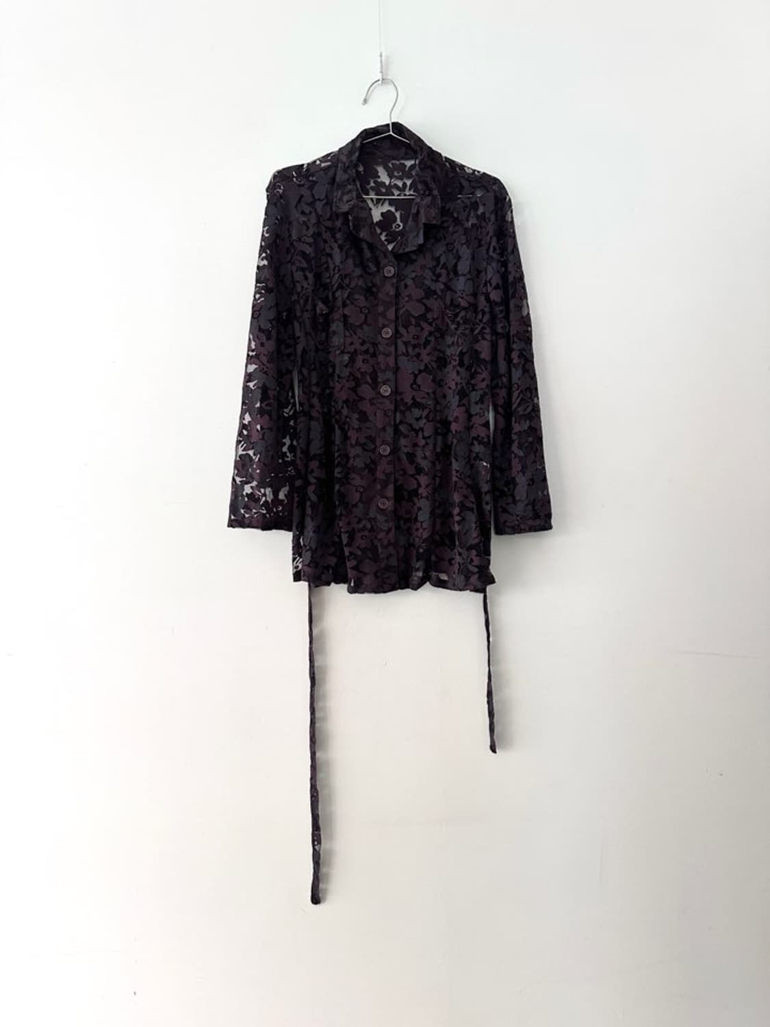 Jacquard string shirt / purple brown 상품이미지3