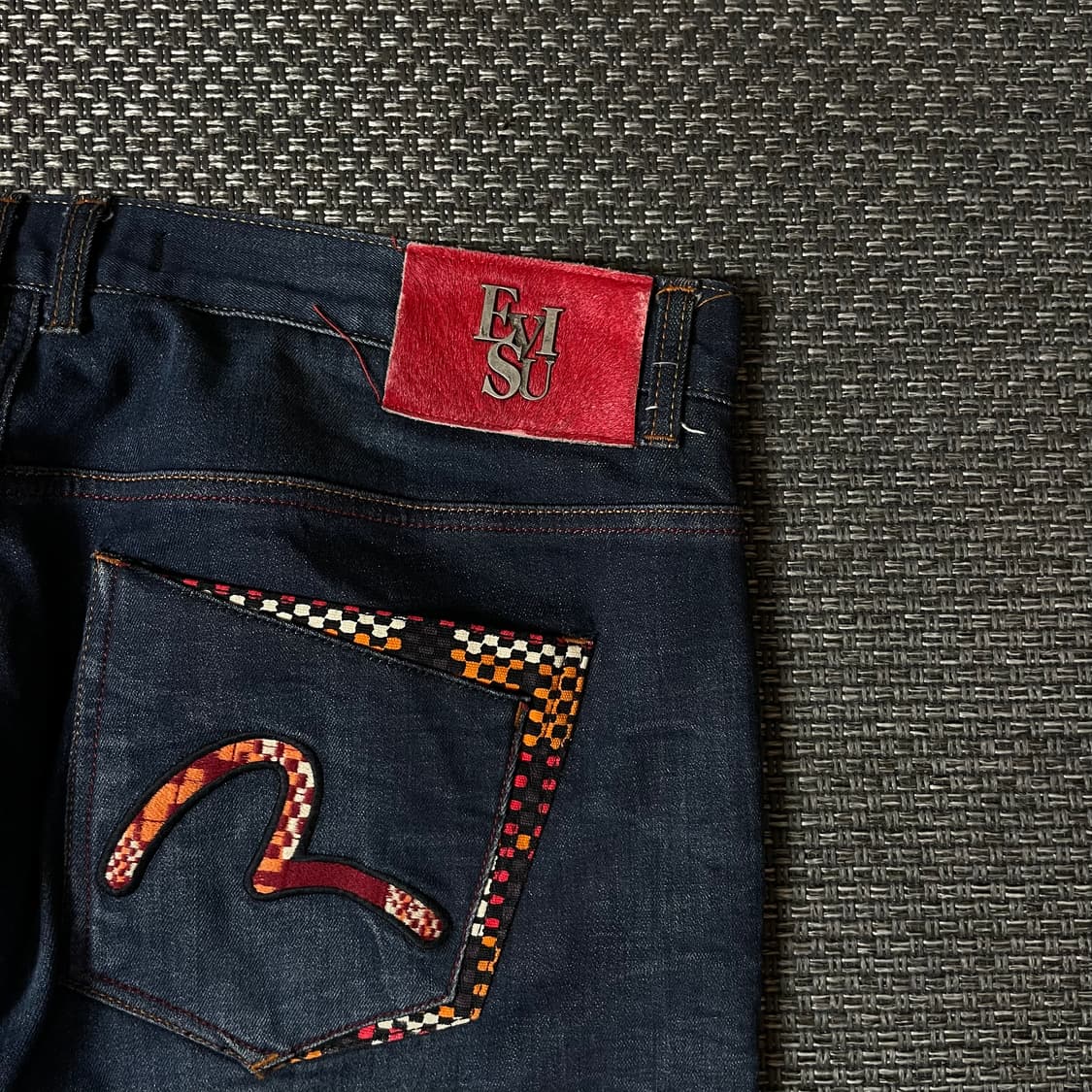 (36) 에비수 진청 레드 스티치 워싱 데님 팬츠 슬림 스트레이트 핏 상품이미지9