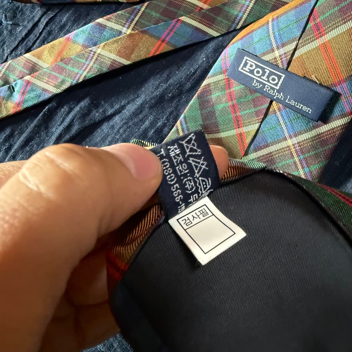 00‘s 폴로 랄프로렌 스트라이프 체크 패턴 실크타이 상품이미지6