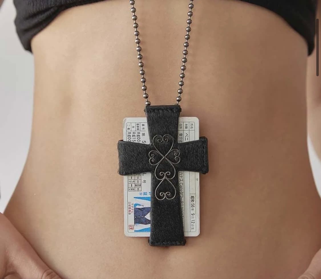 박스채 새상품 스컬프터 카드지갑 에드하디 십자가 송치 블랙 상품이미지1