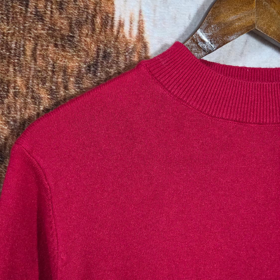 핫 핑크 반폴라 무지 니트 상품이미지2