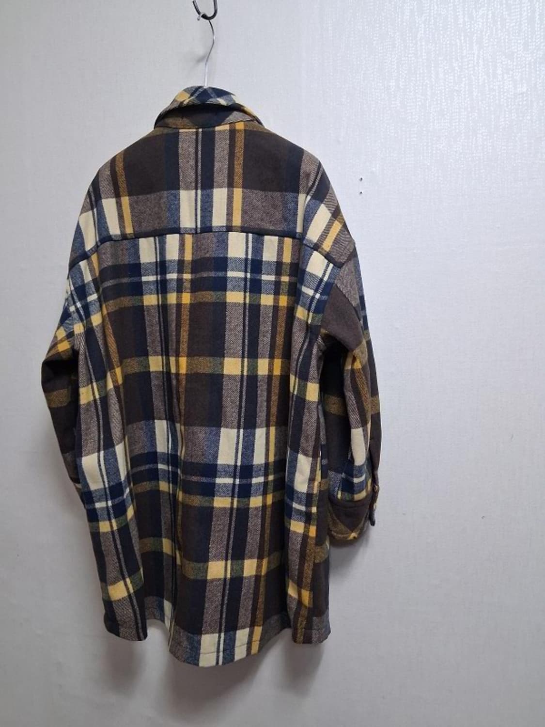 일본수입 로데오 크라운 두터운 모직체크 아우트셔츠 하프기장 미착용 오버핏 상품이미지2