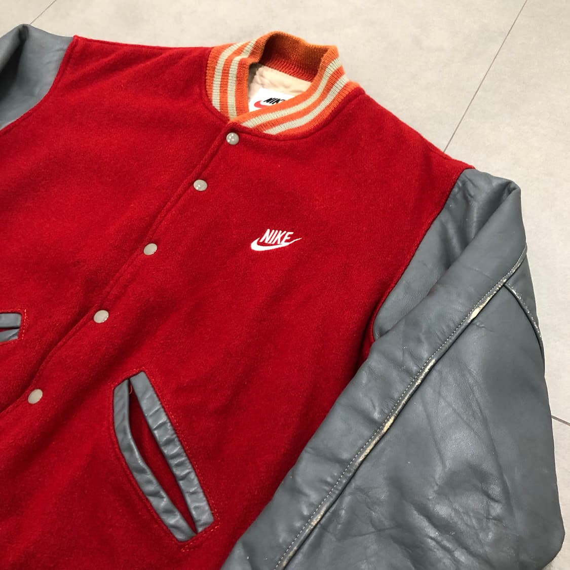 나이키 올드 usa 미국 레더암 울 바시티 스타디움 자켓 XL 상품이미지2