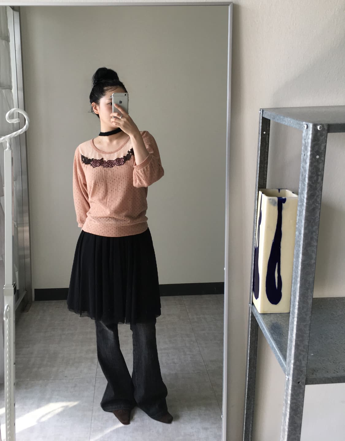 axes femme) flower knit top camel 상품이미지3