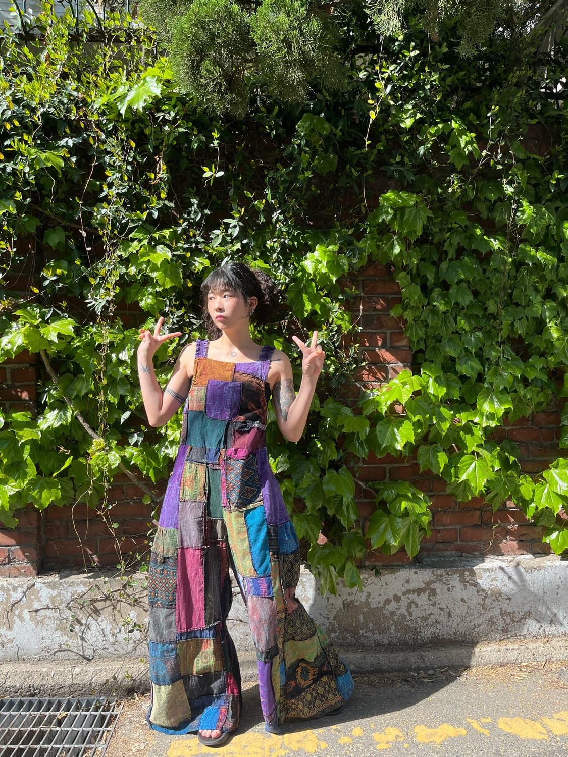 보라 히피 에스닉 패치워크 멜빵 점프수트 상품이미지3