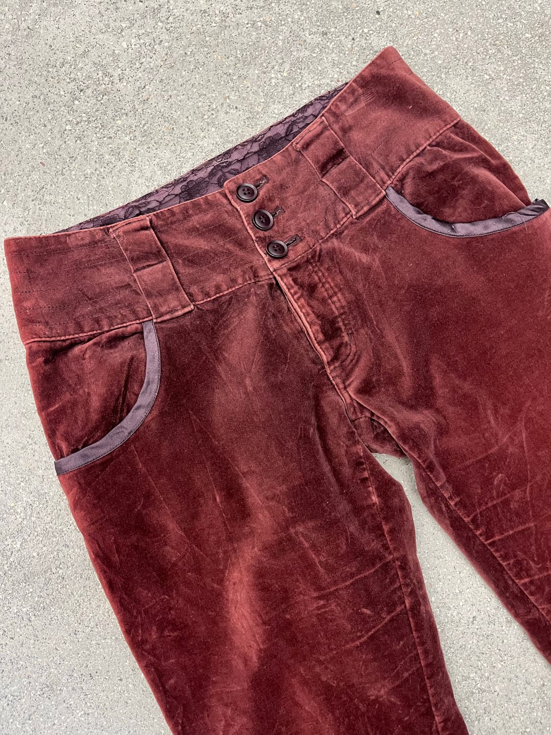 버건디 벨벳 하이웨스트 팬츠 상품이미지2