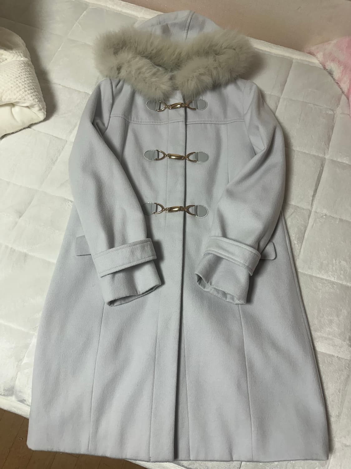 빈티지 소라색 회색 떡볶이 코트 히메 갸루 모리 리얼퍼 상품이미지2