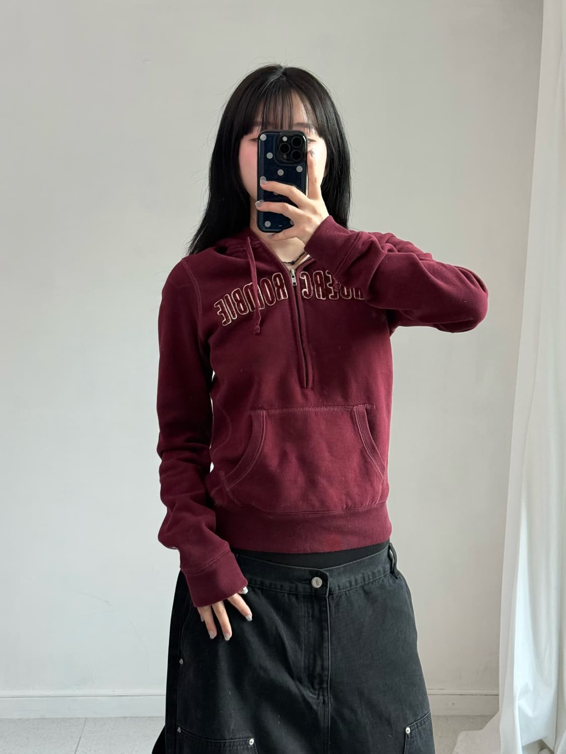 아베크롬비 버건디 후드 반집업 상품이미지1