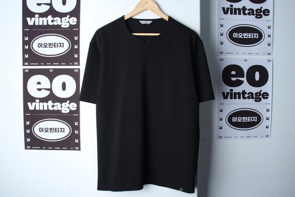 (XL-2XL) 마인드브릿지 반팔 티셔츠 브이넥 무지 블랙-H33030 상품이미지2