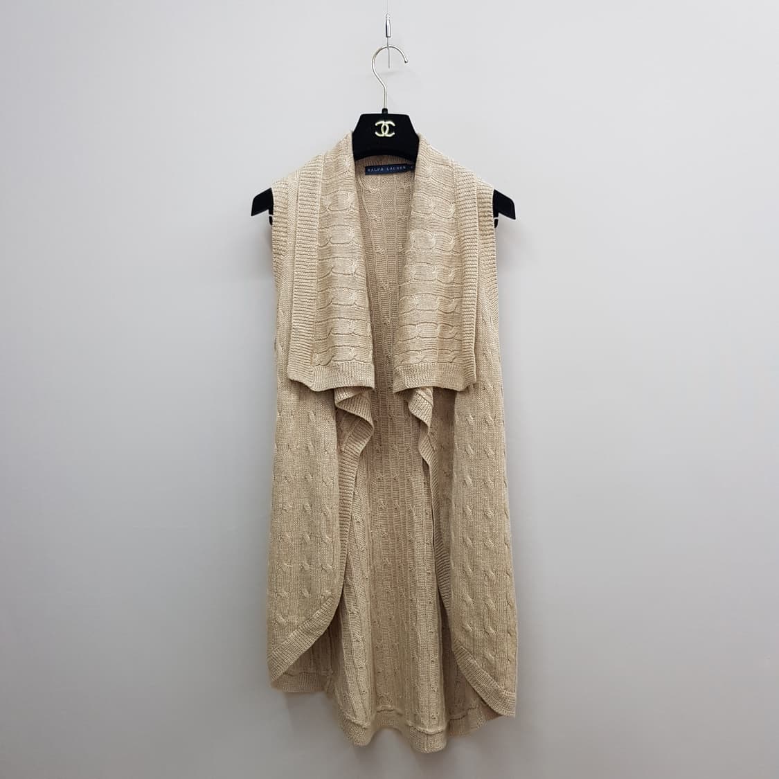 폴로 랄프로렌 케이블 니트 숄카라 롱 베스트 S사이즈 상품이미지1
