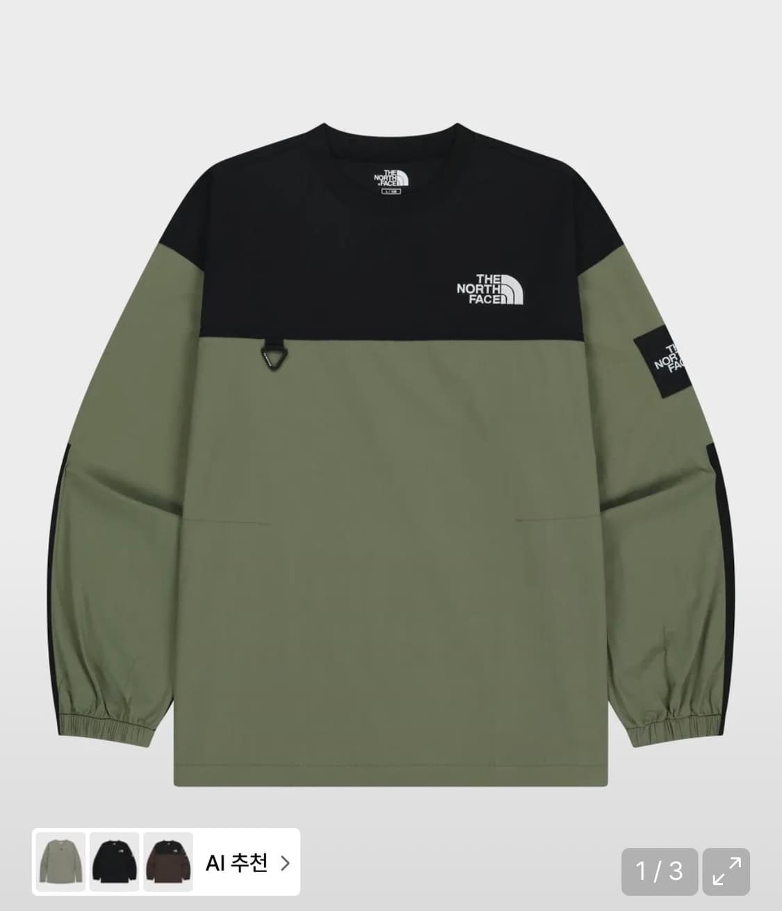 노스페이스 화이트라벨 알바니 크루넥 라이트 카키 M 상품이미지1