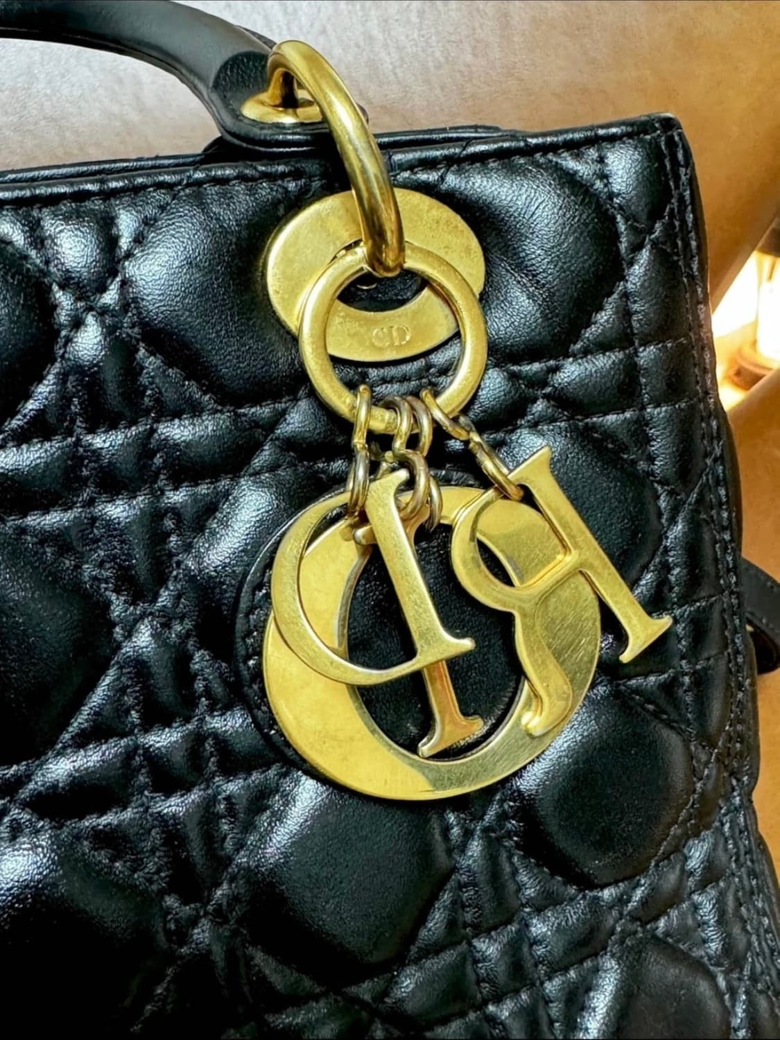 디올 레이디백 미디움 블랙 금장 상품이미지2