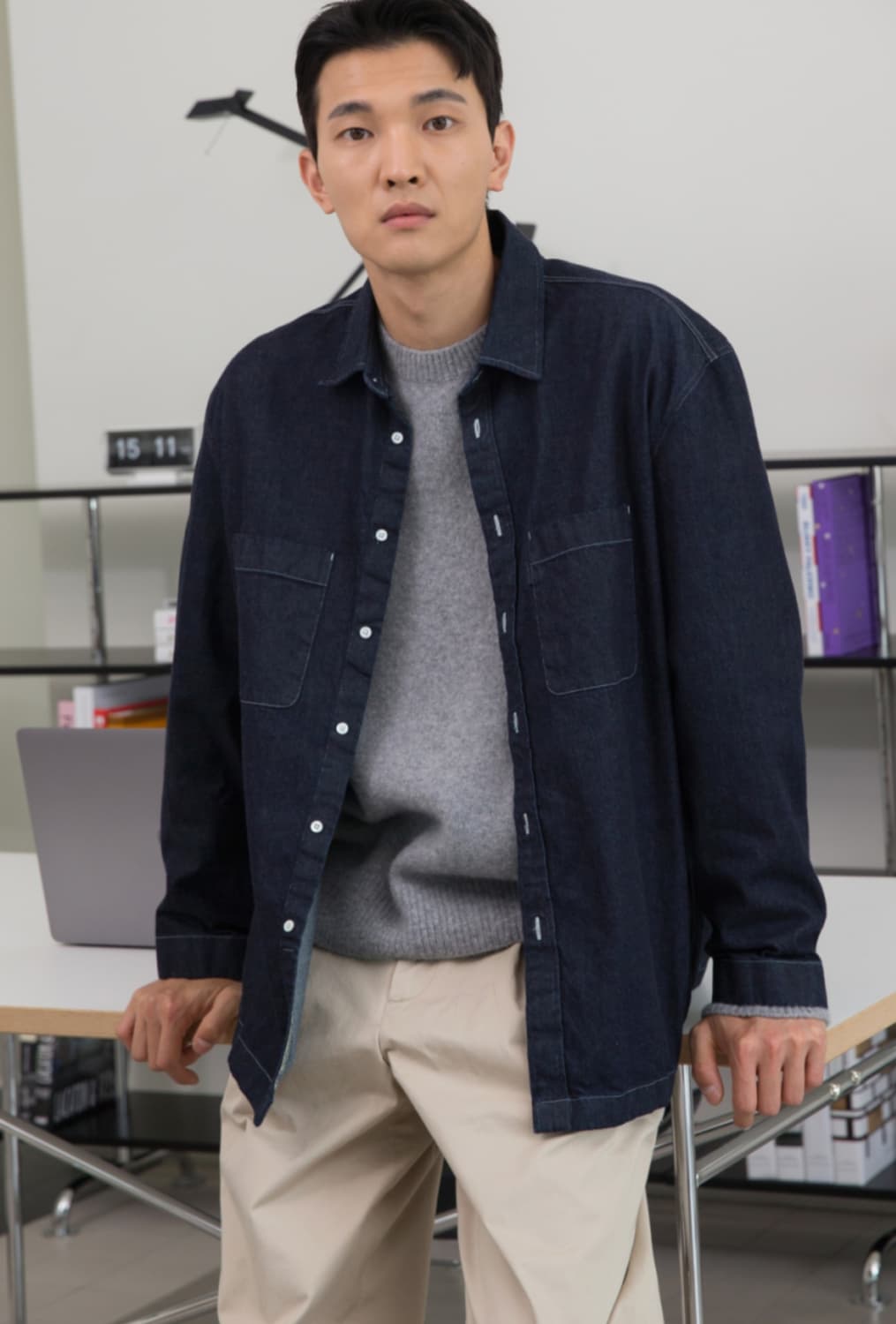 포터리 컴포트 크루넥니트 아이스그레이 새제품 1사이즈  상품이미지5